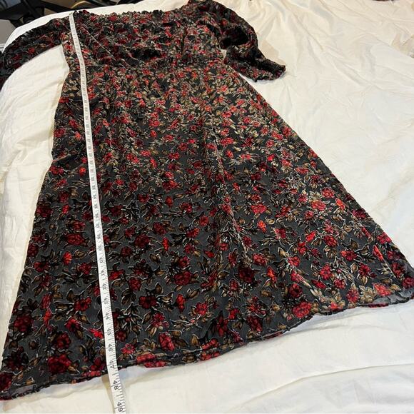 W by Worth Rose Velvet Off the shoulder Midi Dress sz 2 - Picture 8 of 12